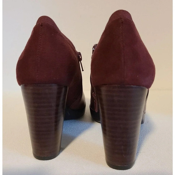 BELLA VITA MAROON LEATHER SUEDE ANKLE BOOTS SIDE ZIP WOMEN'S US SZ 9.5 - Picture 5 of 9